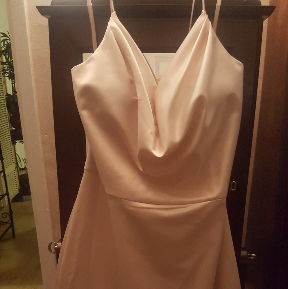 Gorgeous Champagne Matte Satin Formal Dress - Picture 4 of 7